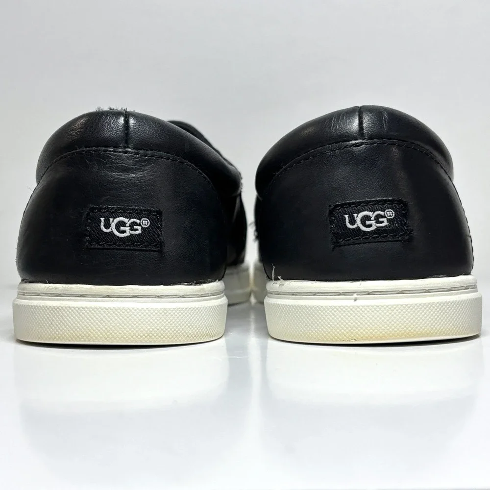UGG Black Women's 9 Kitlyn Leather Slip On Sneakers Shoes Cozy‎ Lined